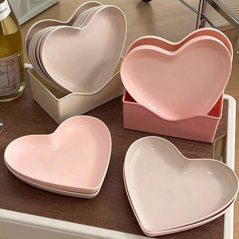 Juego de platos de corazón rosa YP44