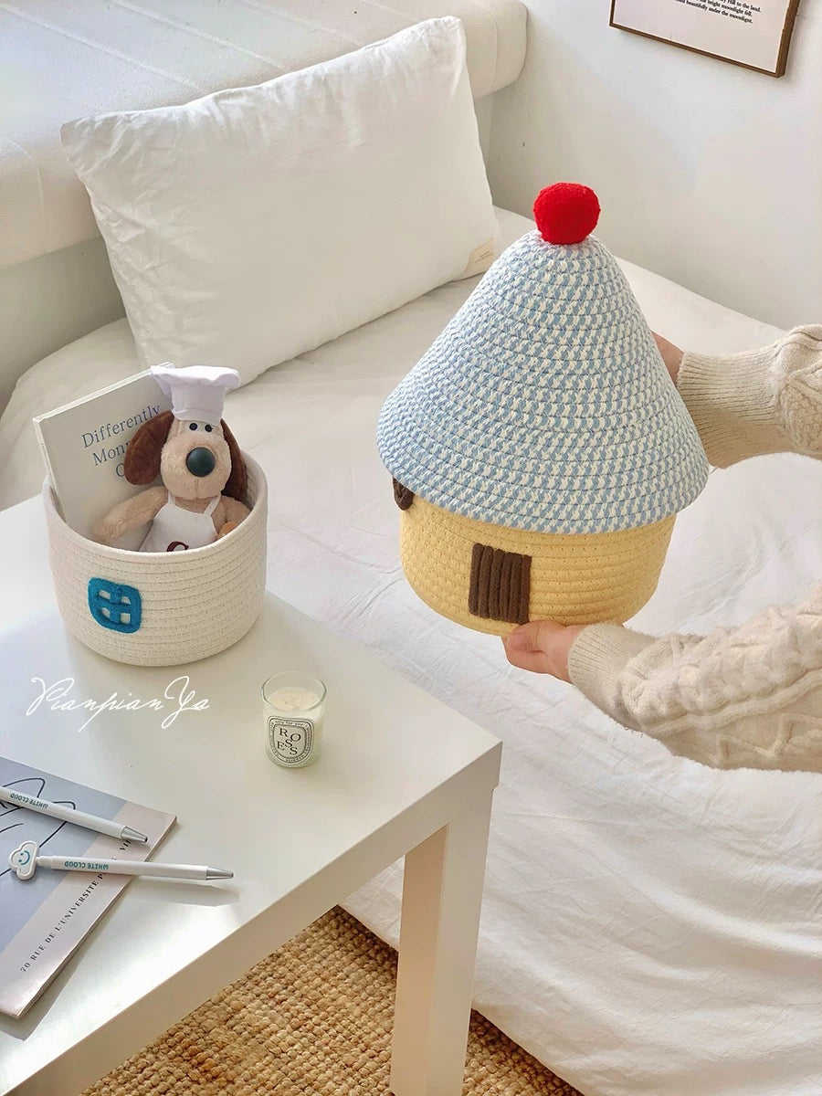 Cesta de almacenamiento con forma de casa kawaii
