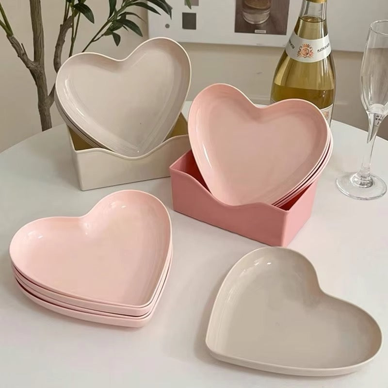 Juego de platos de corazón rosa YP44