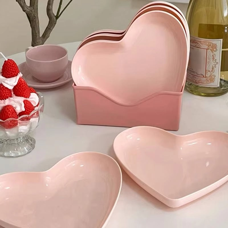 Juego de platos de corazón rosa YP44