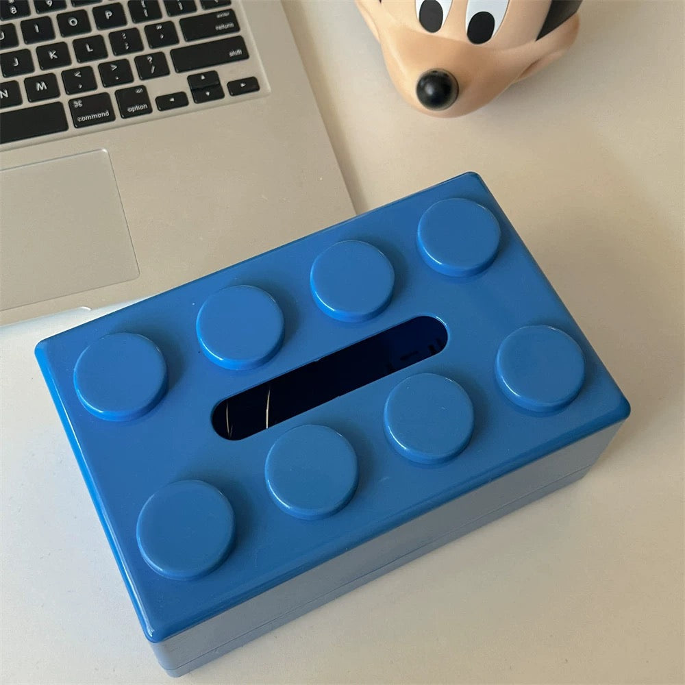Caja de pañuelos con bloques de construcción creativos