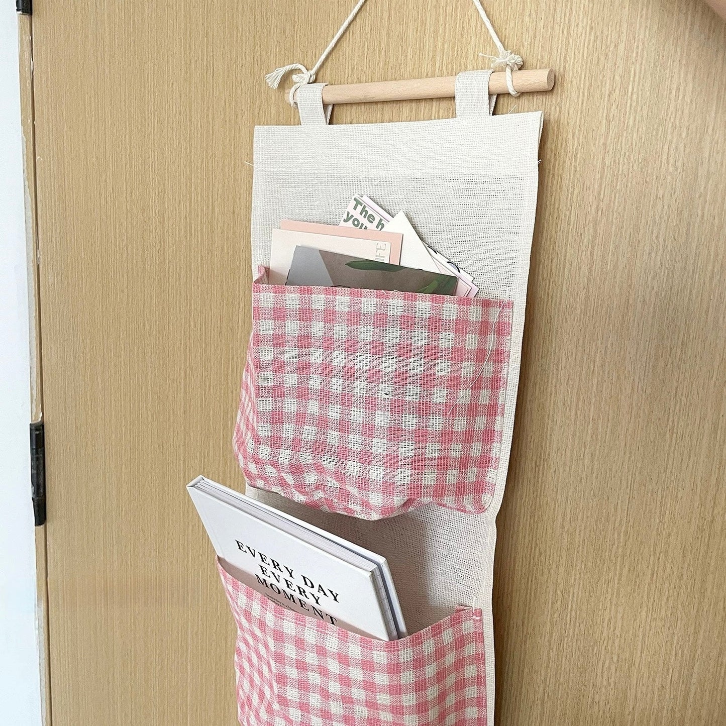 Pink Gingham Wall Organizer