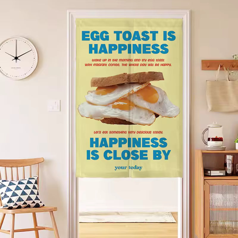 Retro Food Print Door Curtain