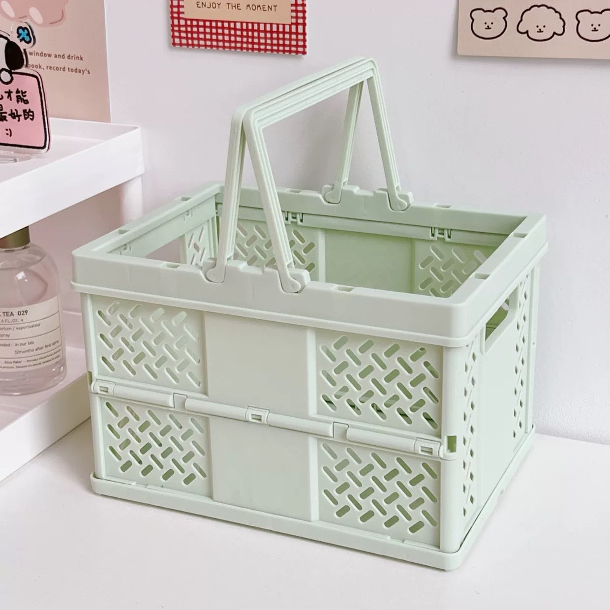 Cesta de almacenamiento plegable en tonos pastel