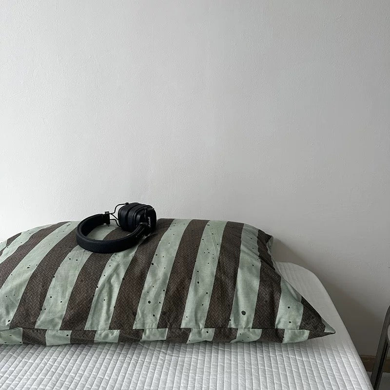Retro Striped Cotton Pillowcase