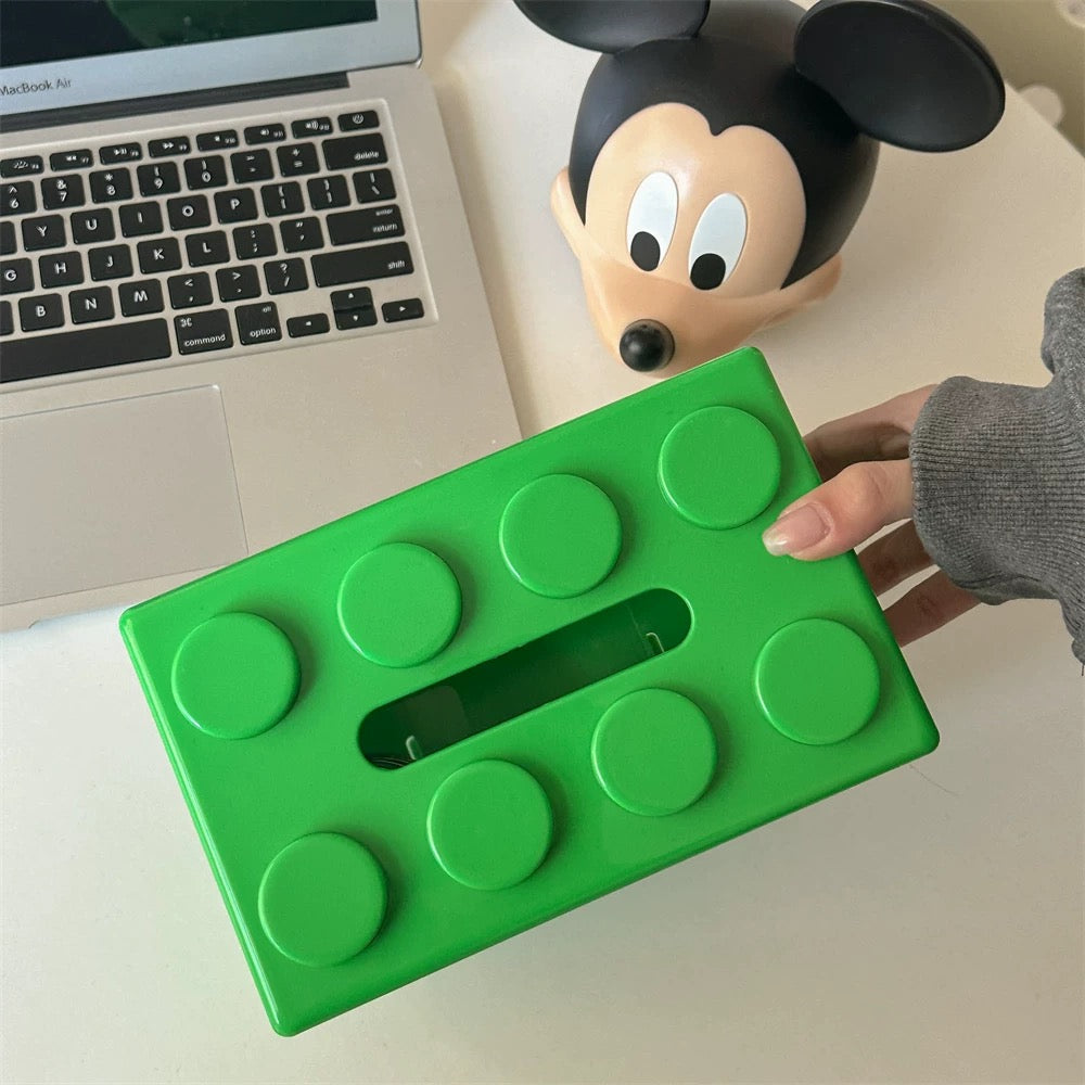 Caja de pañuelos con bloques de construcción creativos