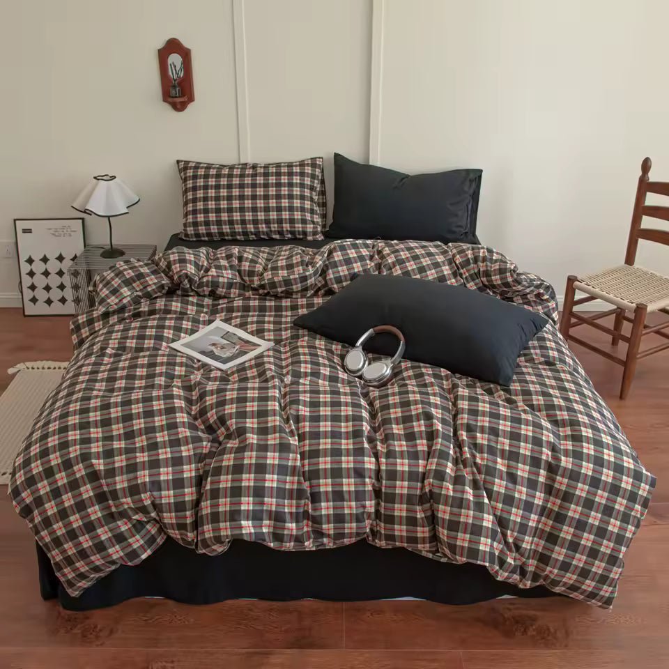 Preppy Brown Plaid Duvet Cover Set YP137