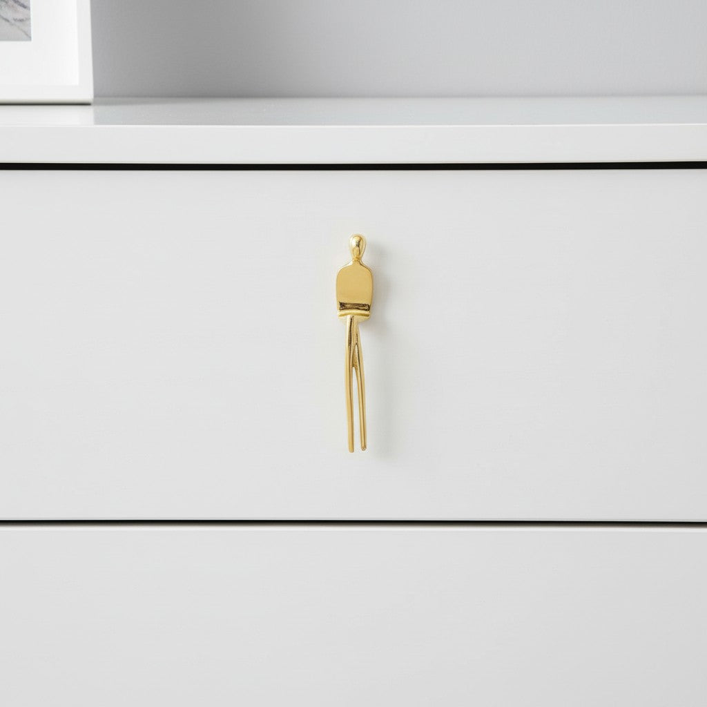 Sculptural Brass Cabinet Handle | Thinker Drawer Pull for Cabinets & Wardrobes