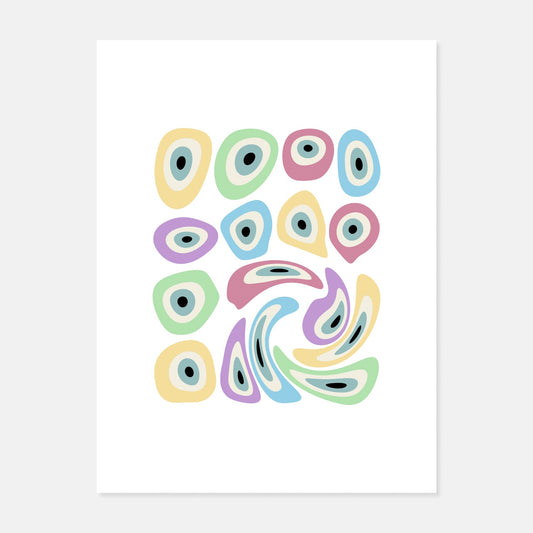 Distored Evil Eyes Print by Frieda Print Designs