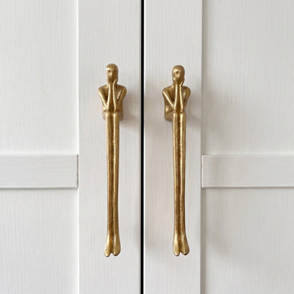 Sculptural Brass Cabinet Handle | Thinker Drawer Pull for Cabinets & Wardrobes