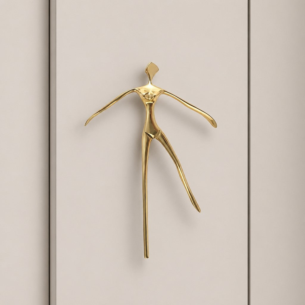 Sculptural Brass Cabinet Handle | Thinker Drawer Pull for Cabinets & Wardrobes