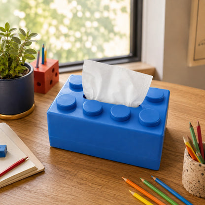 Creative Building Blocks Tissue Box | ABS Desk Decor for Home