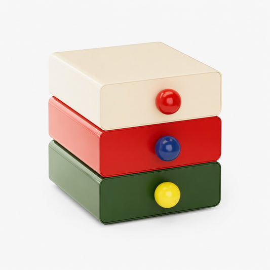 Organizador de escritorio retro de 3 niveles | Cajonera apilable para oficina y maquillaje