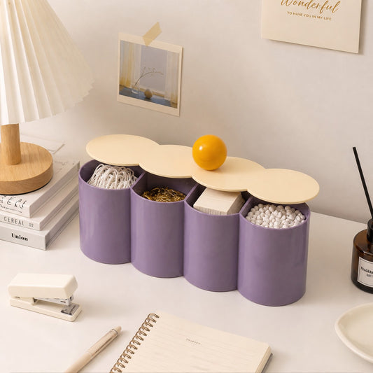 Danish Pastel Storage Box | Cotton Swab & Makeup Organizer with Lid