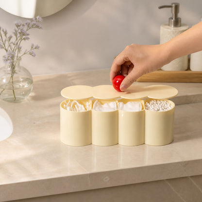 Caja de almacenamiento de estilo pastel danés | Organizador de maquillaje y bastoncillos de algodón con tapa