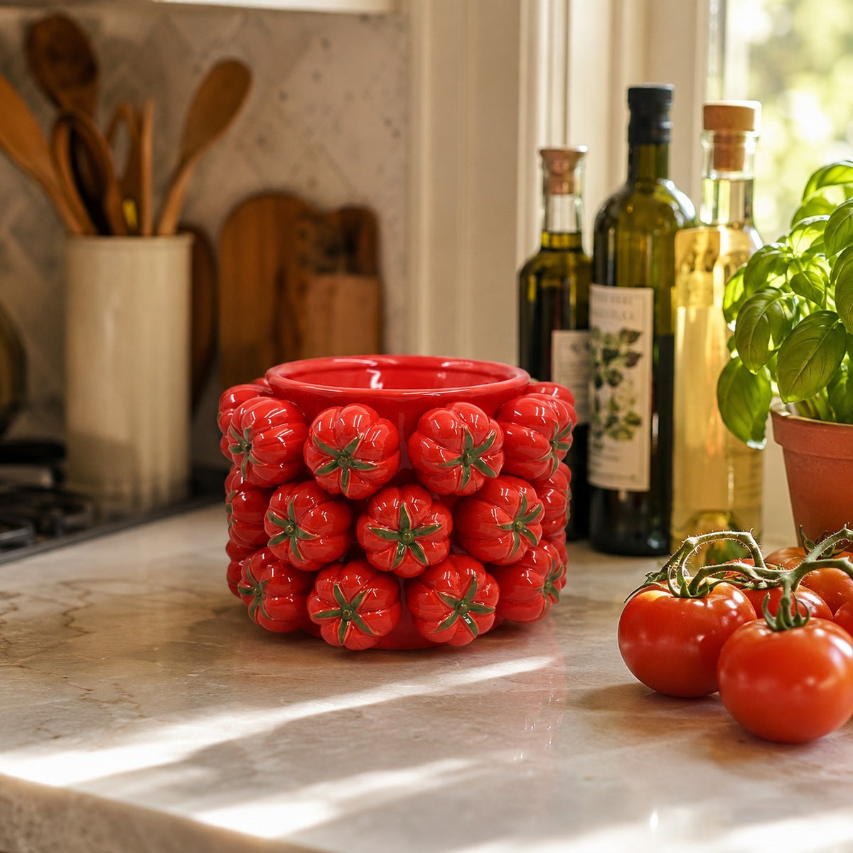 Pomodoro Ceramic Vase | Italian Tomato-Shaped Sculptural Centerpiece