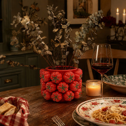 Pomodoro Ceramic Vase | Italian Tomato-Shaped Sculptural Centerpiece