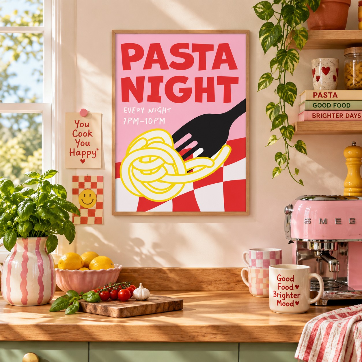 Colorful Food Poster | Fun Canvas Wall Art for Kitchen & Cafe Decor