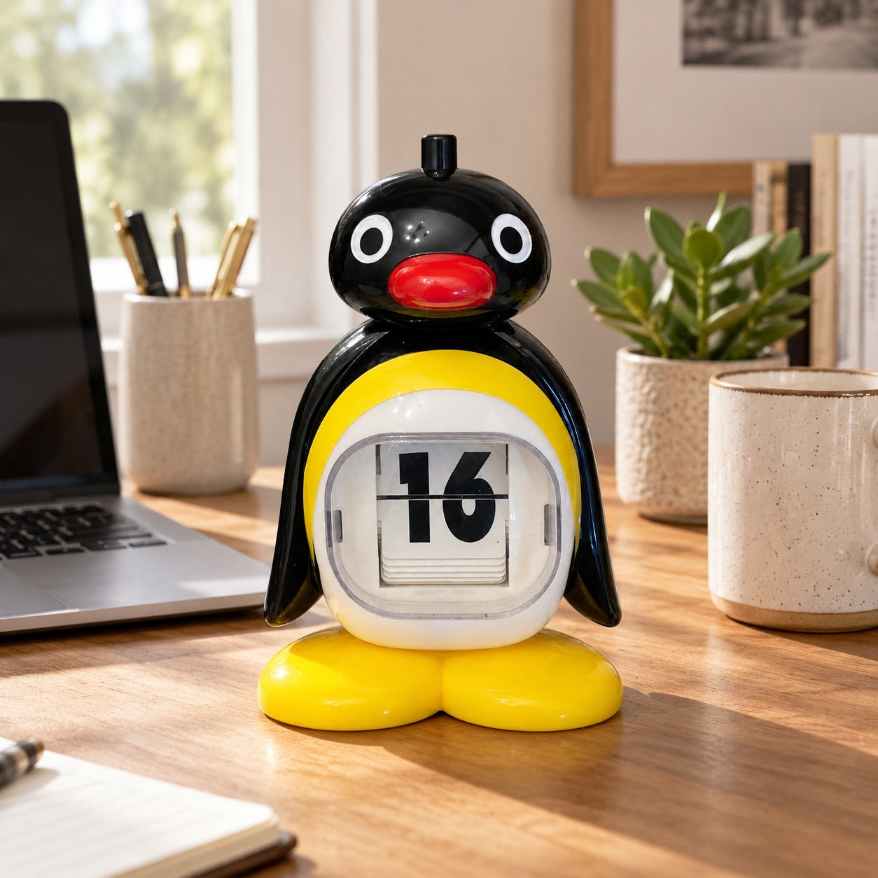 Calendario perpetuo de pingüino | Decoración de escritorio acrílica adorable y regalo creativo