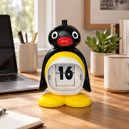 Calendario perpetuo de pingüino | Decoración de escritorio acrílica adorable y regalo creativo