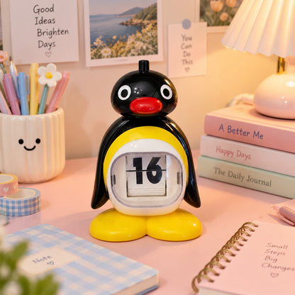 Calendario perpetuo de pingüino | Decoración de escritorio acrílica adorable y regalo creativo