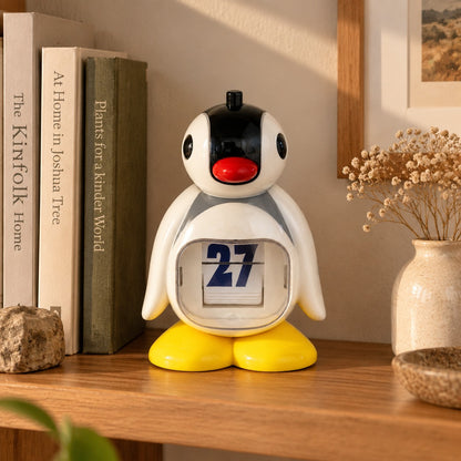 Calendario perpetuo de pingüino | Decoración de escritorio acrílica adorable y regalo creativo