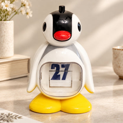 Calendario perpetuo de pingüino | Decoración de escritorio acrílica adorable y regalo creativo