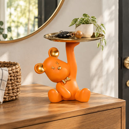 Decoración Nórdica de Resina de Oso para Mesa | Bandeja de Animales para Escritorio y Estantería