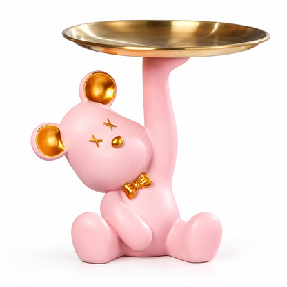 Decoración Nórdica de Resina de Oso para Mesa | Bandeja de Animales para Escritorio y Estantería