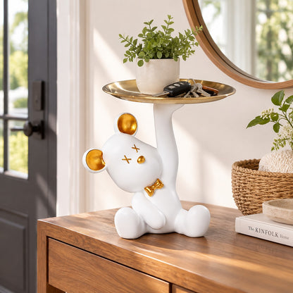 Decoración Nórdica de Resina de Oso para Mesa | Bandeja de Animales para Escritorio y Estantería
