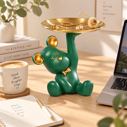 Decoración Nórdica de Resina de Oso para Mesa | Bandeja de Animales para Escritorio y Estantería