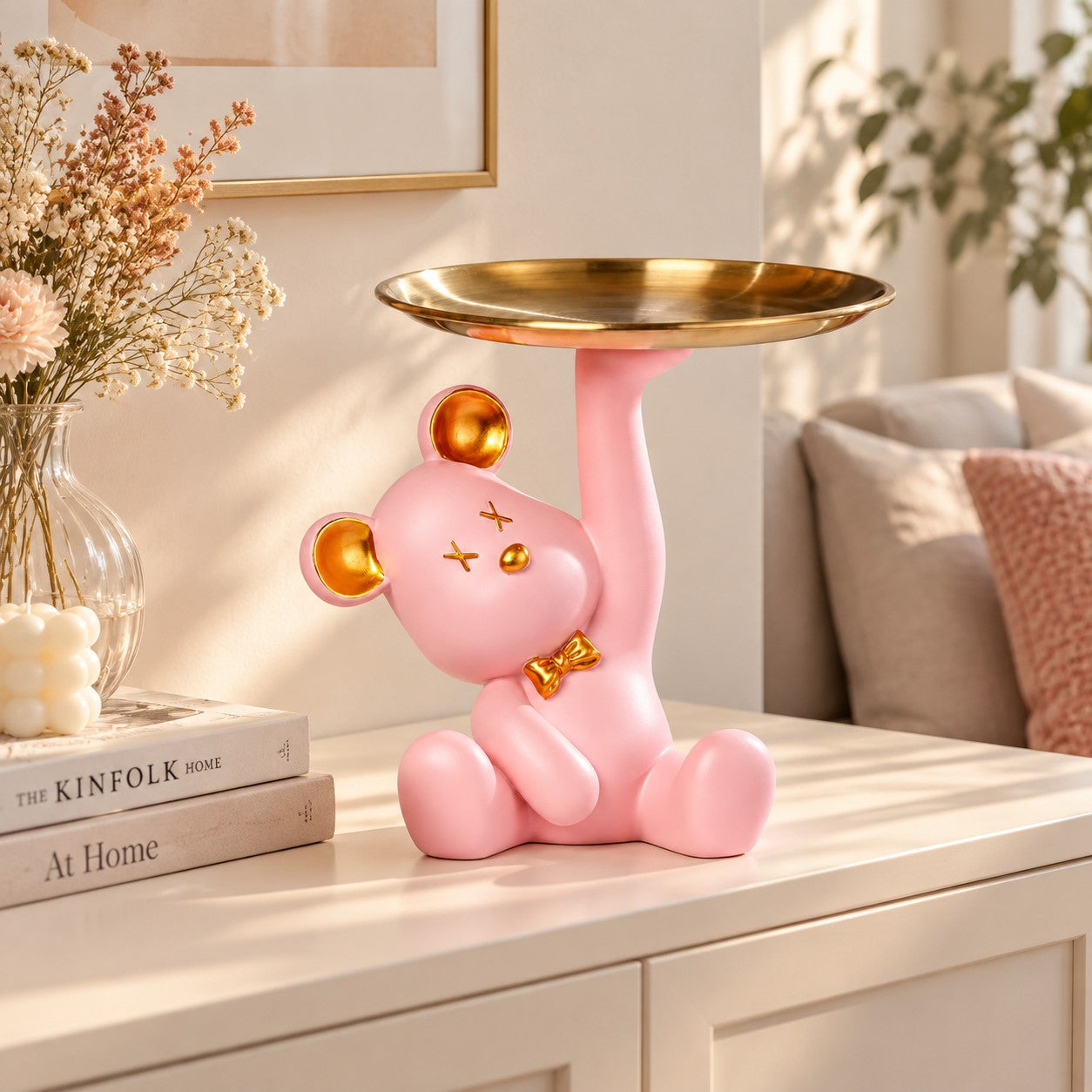 Decoración Nórdica de Resina de Oso para Mesa | Bandeja de Animales para Escritorio y Estantería