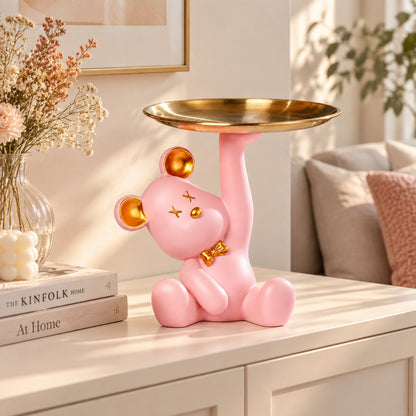 Decoración Nórdica de Resina de Oso para Mesa | Bandeja de Animales para Escritorio y Estantería
