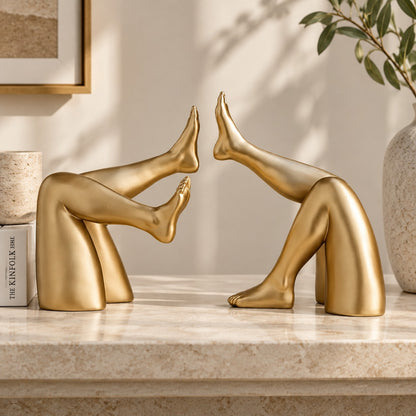 Abstract Resin Leg Sculpture Bookends | Gold Modern Desk Ornament