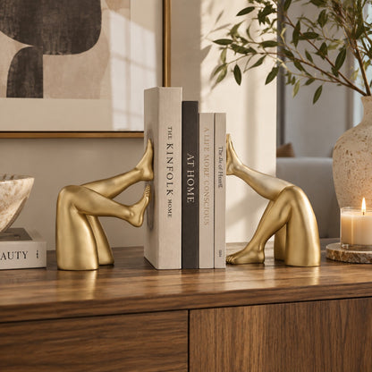 Abstract Resin Leg Sculpture Bookends | Gold Modern Desk Ornament