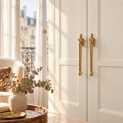 Sculptural Brass Cabinet Handle | Thinker Drawer Pull for Cabinets & Wardrobes