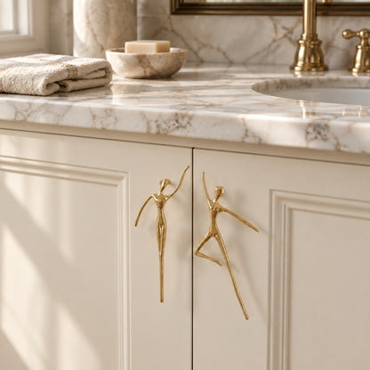 Sculptural Brass Cabinet Handle | Thinker Drawer Pull for Cabinets & Wardrobes