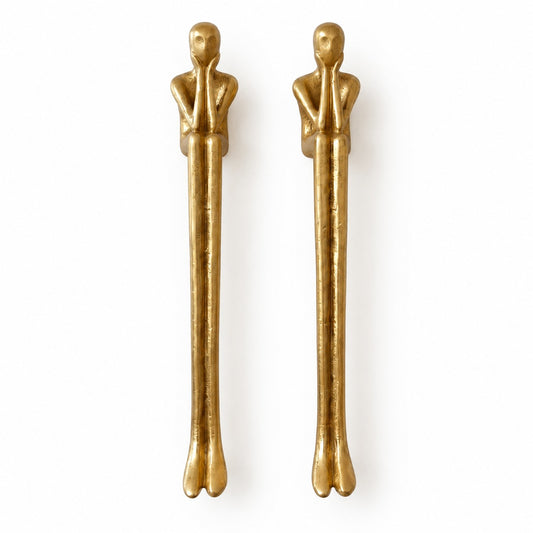 Sculptural Brass Cabinet Handle | Thinker Drawer Pull for Cabinets & Wardrobes