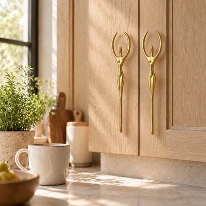 Sculptural Brass Cabinet Handle | Thinker Drawer Pull for Cabinets & Wardrobes