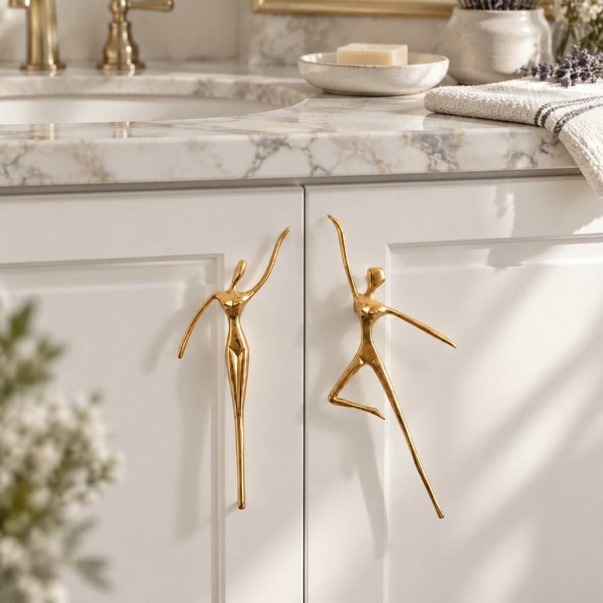 Sculptural Brass Cabinet Handle | Thinker Drawer Pull for Cabinets & Wardrobes