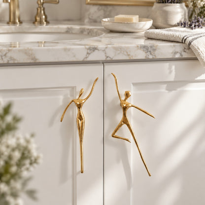 Sculptural Brass Cabinet Handle | Thinker Drawer Pull for Cabinets & Wardrobes