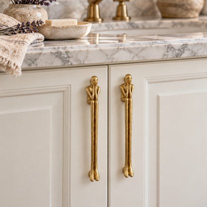 Sculptural Brass Cabinet Handle | Thinker Drawer Pull for Cabinets & Wardrobes