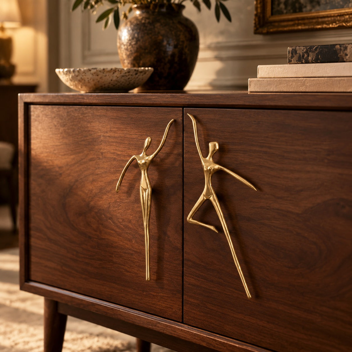 Sculptural Brass Cabinet Handle | Thinker Drawer Pull for Cabinets & Wardrobes