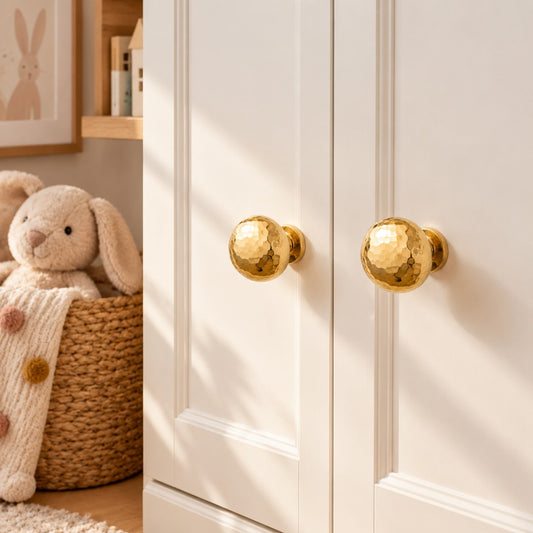 Hand Hammered Brass Cabinet Knobs | Artisan Drawer Pulls for Kitchen
