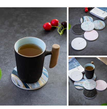 Dessous de verre absorbant en céramique à texture marbre avec base en liège personnalisable Y29