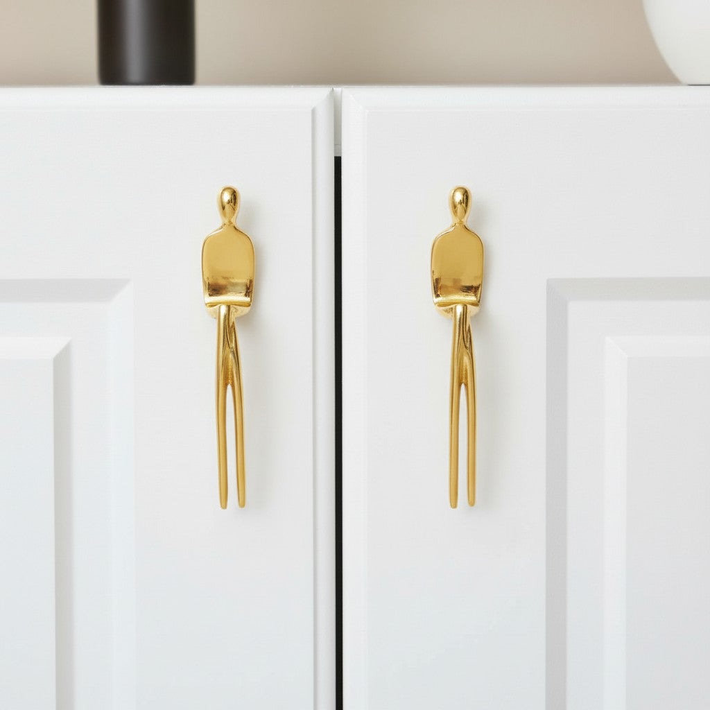 Sculptural Brass Cabinet Handle | Thinker Drawer Pull for Cabinets & Wardrobes