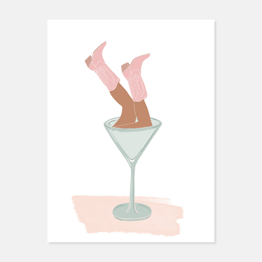 Cowgirl Cocktail Print by Honey Island Studio