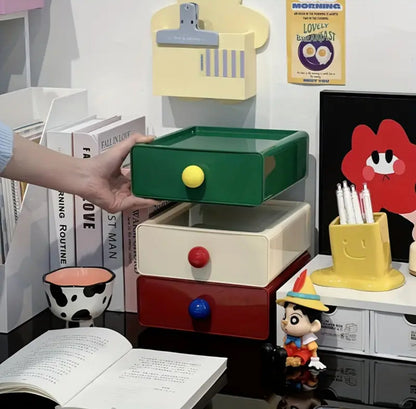 Organizador de escritorio retro con cajón
