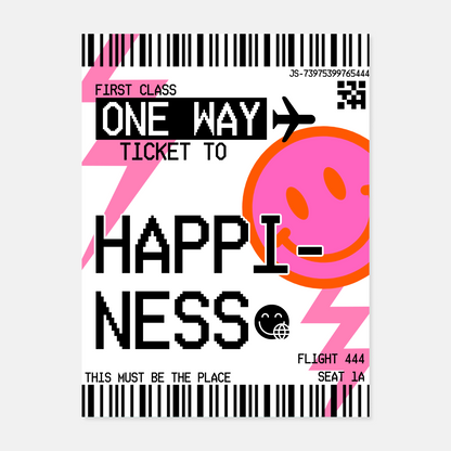 Ticket to Happiness Print by Julia Santos