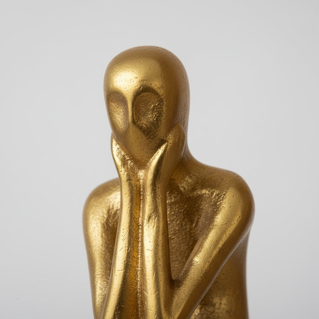 Sculptural Brass Cabinet Handle | Thinker Drawer Pull for Cabinets & Wardrobes